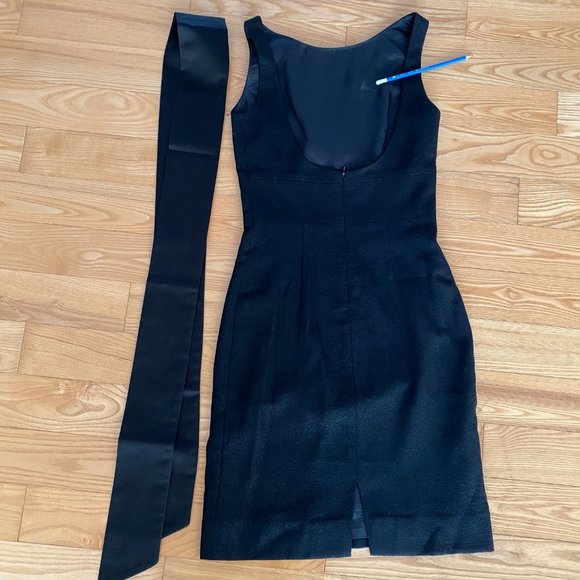 Pink Tartan Sleeveless Little Black Dress with Silver Sparkle and Belt, Size 2 - Picture 3 of 13